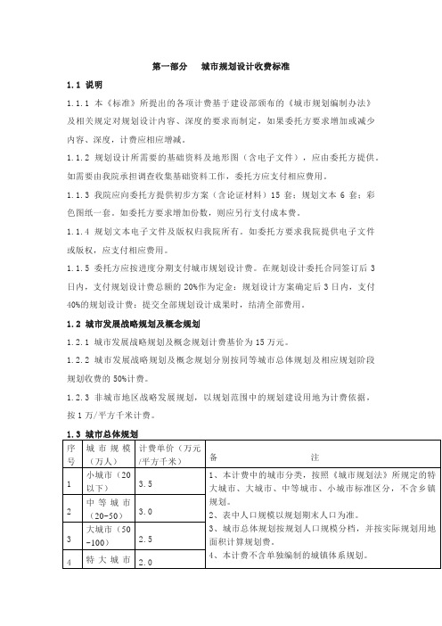 项目规划、工程设计、工程咨询收费标准汇总