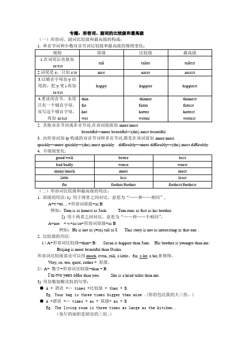 形容词,副词比较级和最高级的用法