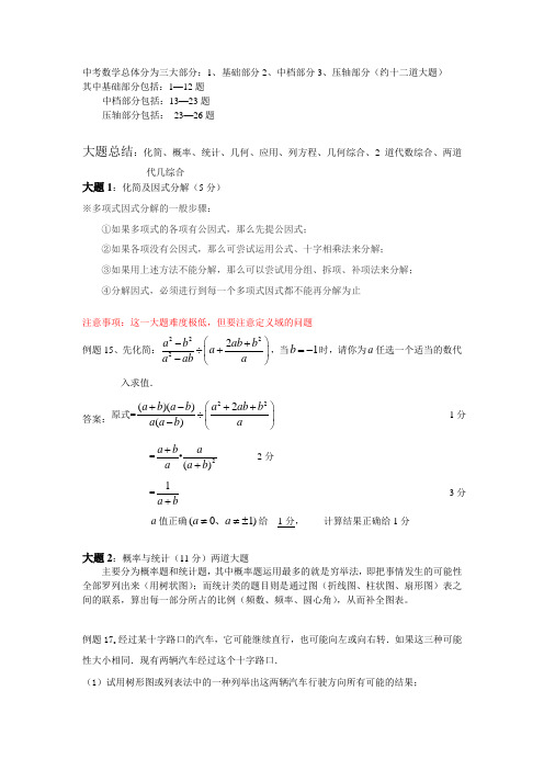 中考数学大题总结