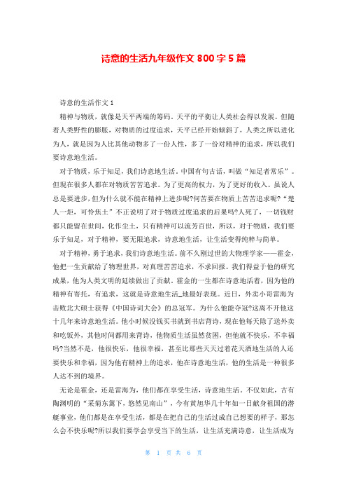 诗意的生活九年级作文800字5篇