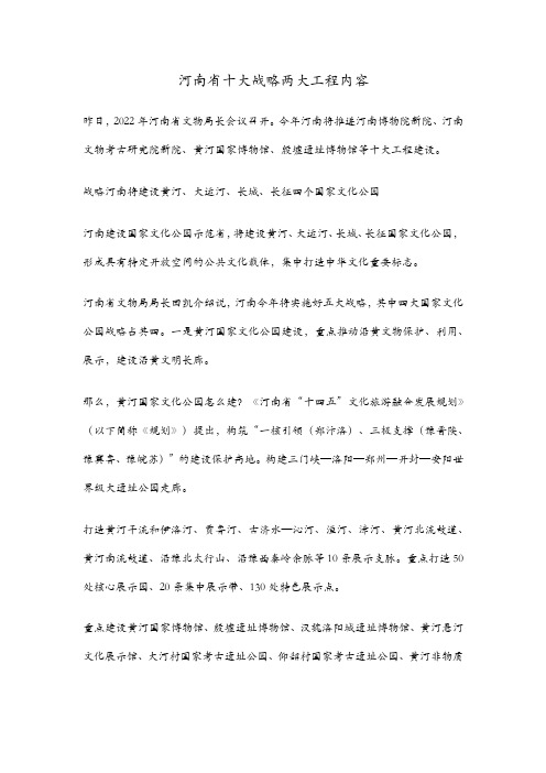 河南省十大战略两大工程内容