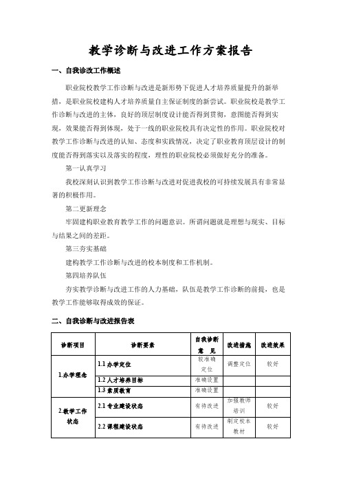 教学诊断与改进工作方案报告