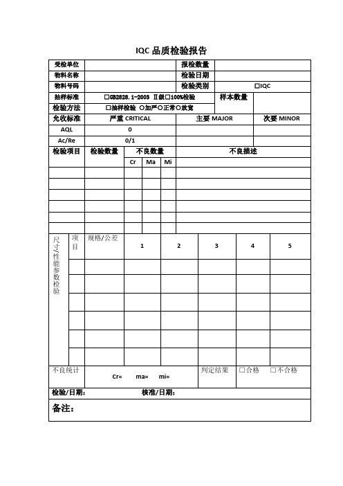 IQC品质检验报告