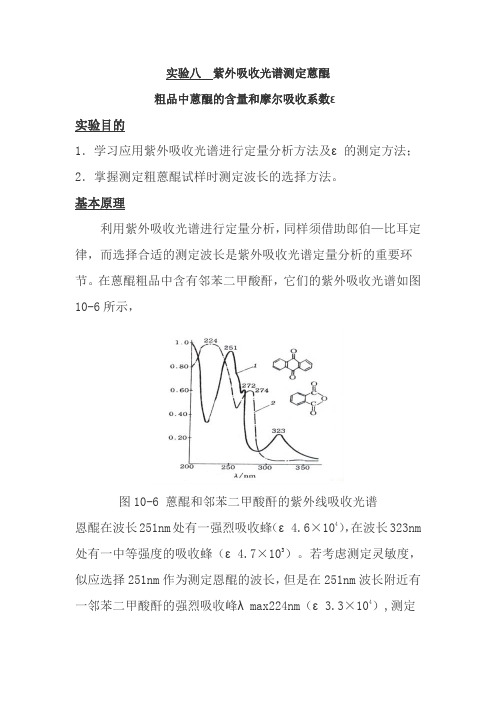 紫外吸收光谱测定蒽醌