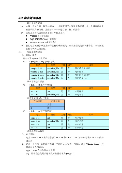 net期末测试考题