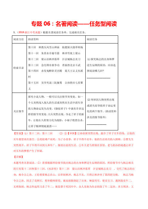 专题06：名著阅读——任务型阅读(解析版)备战中考语文之积累与运用新题型专练(全国通用)