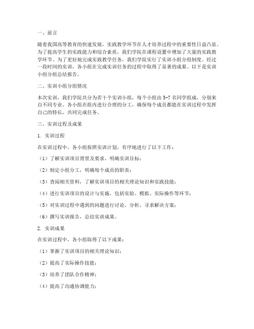 实训小组分组总结报告