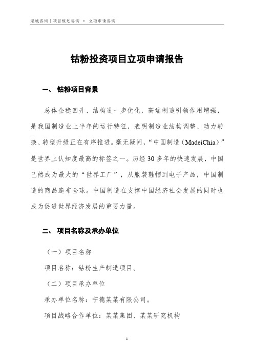 钴粉投资项目立项申请报告
