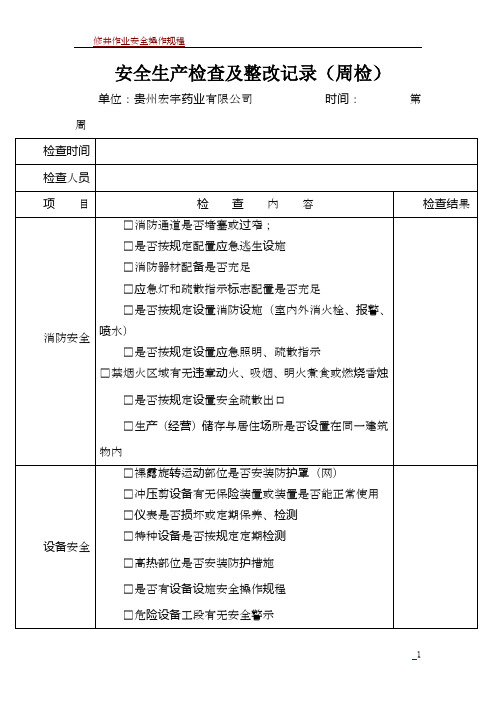 修改的 日常安全生产检查记录表