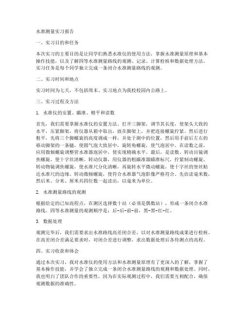 水准测量实习报告