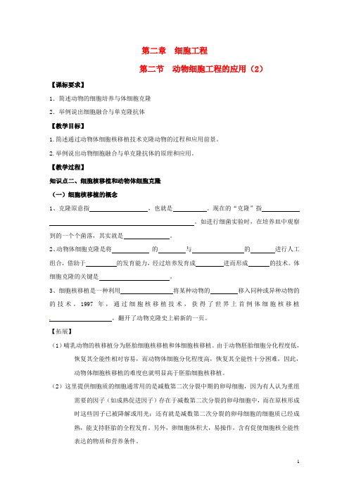 江苏省南京市高中生物第二章细胞工程2.3.2动物细胞工程的应用导学案无答案苏教版选修32017072