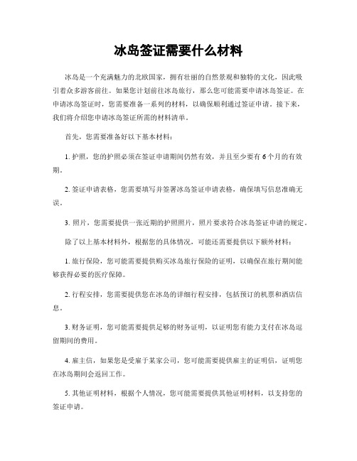 冰岛签证需要什么材料