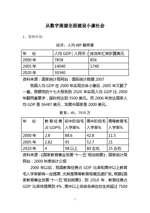 从数字展望全面建设小康社会