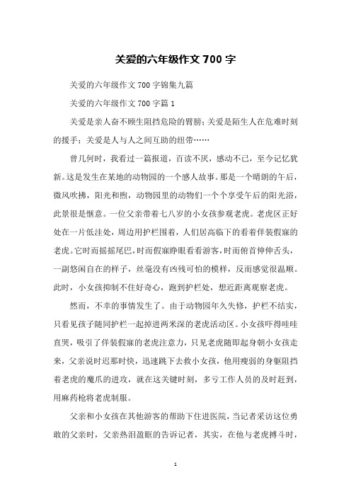 关爱的六年级作文700字