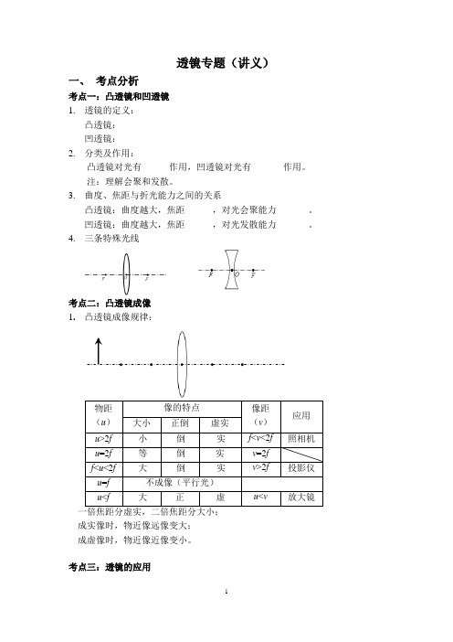 透镜专题(讲义及答案)