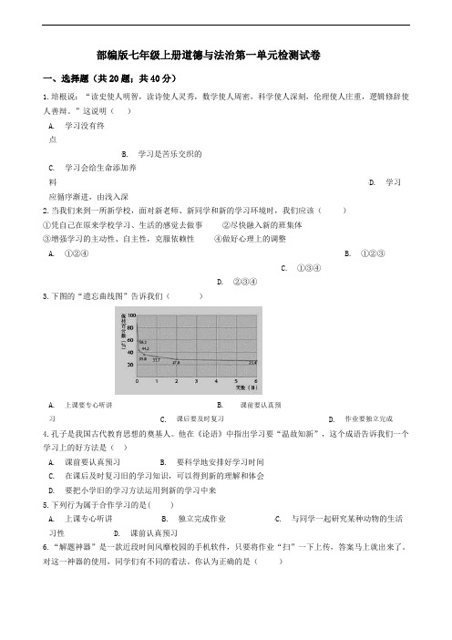 部编版七年级上册道德与法治第一单元检测试卷