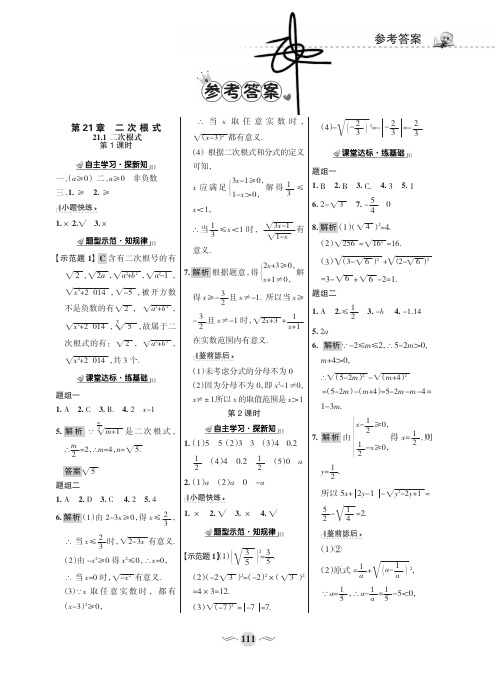 数学 九年级 上册 华师 配套册答案