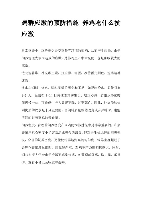 鸡群应激的预防措施 养鸡吃什么抗应激