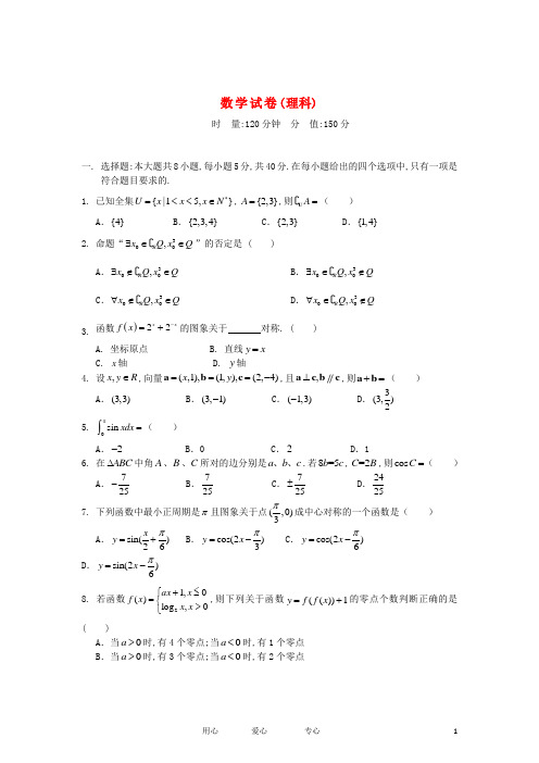 湖南省岳阳县一中高三数学第二次阶段考试试题 理 湘教版