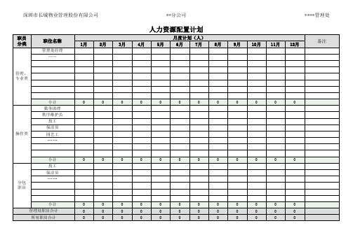 人力资源成本预算表