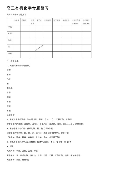 高三有机化学专题复习