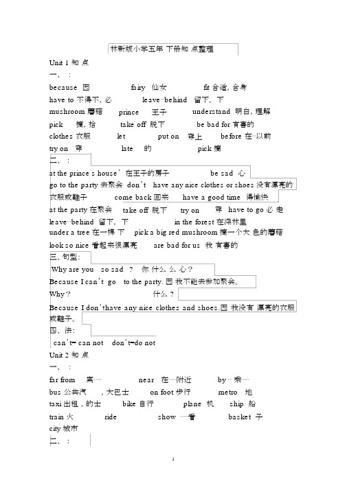 (完整版)新版译林英语五年级下册知识点整理.docx