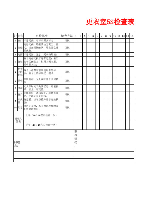 更衣室5S检查表