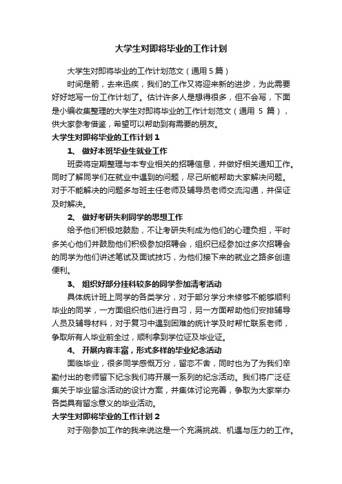 大学生对即将毕业的工作计划