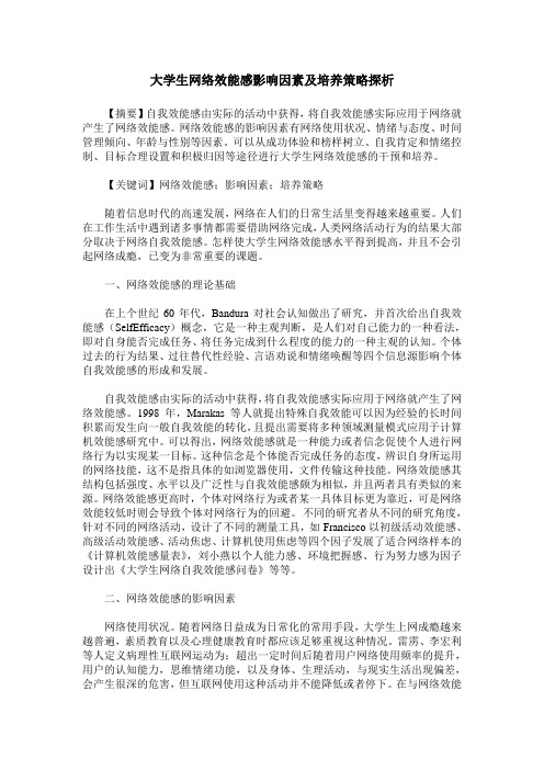 大学生网络效能感影响因素及培养策略探析