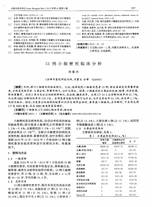 53例小脑梗死临床分析