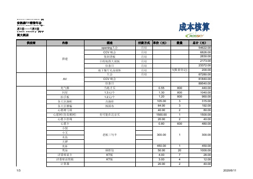 成本核算表