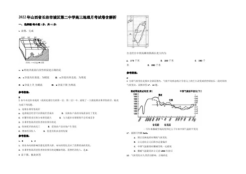 2022年山西省长治市城区第二中学高三地理月考试卷含解析