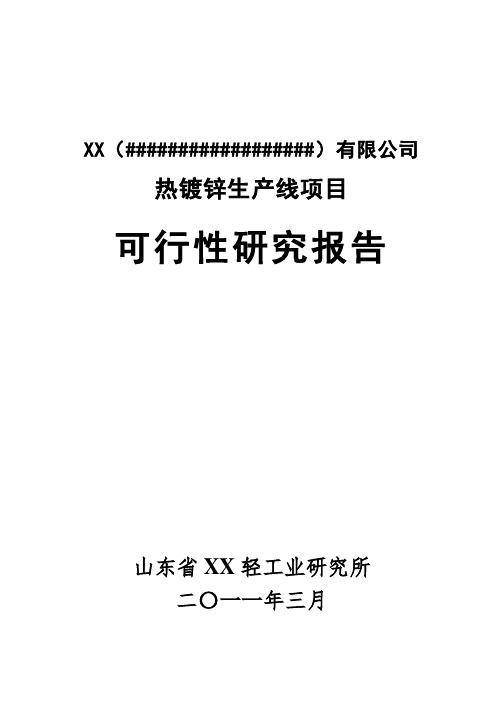 热镀锌生产线新建项目立项建设项目可行性报告