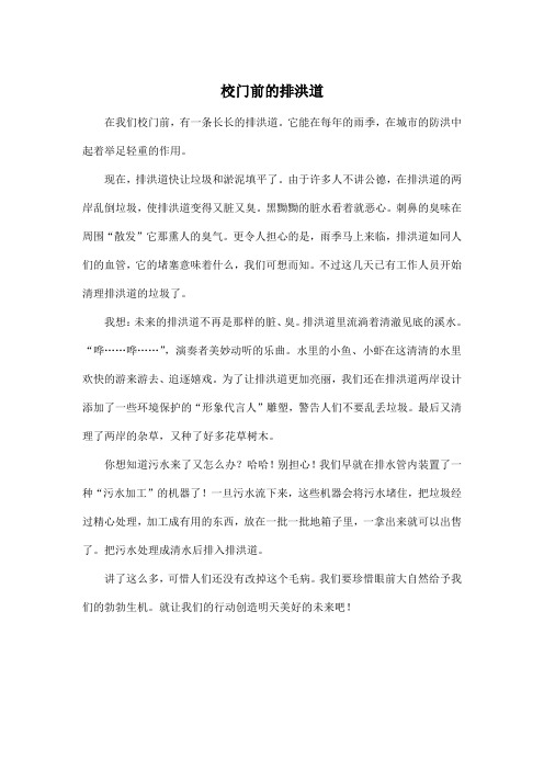 校门前的排洪道_小学六年级作文500字