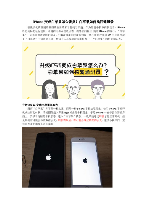 iPhone变成白苹果怎么恢复？白苹果如何找回通讯录