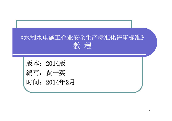 水利水电施工企业全生产标准化评标准教程