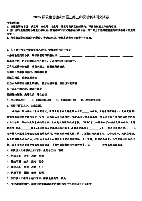 2025届云南省德宏州高三第三次模拟考试语文试卷含解析