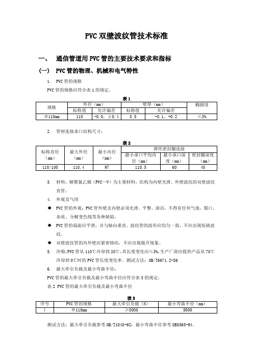 PVC双壁波纹管技术标准