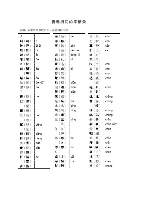 常用异体字一览表