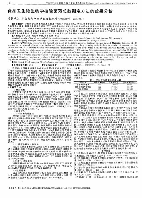 食品卫生微生物学检验菌落总数测定方法的效果分析