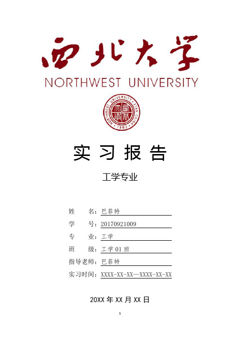 西北大学工学专业实习总结报告范文模板