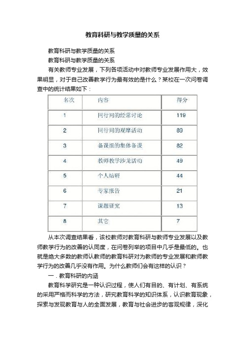 教育科研与教学质量的关系