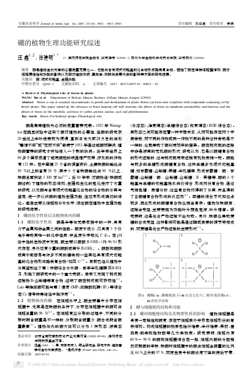 硼的植物生理功能研究综述