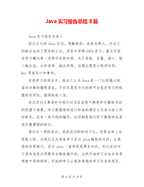 Java实习报告总结3篇