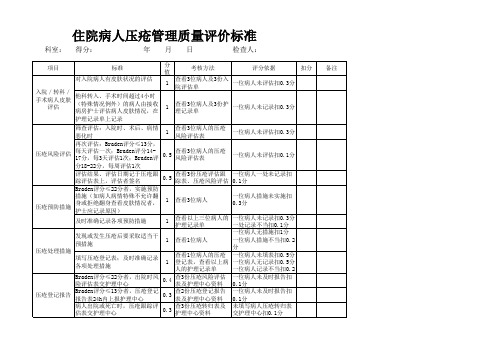 压疮管理检查表格