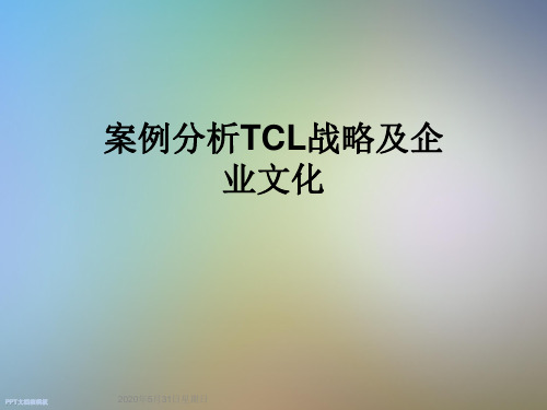 案例分析TCL战略及企业文化