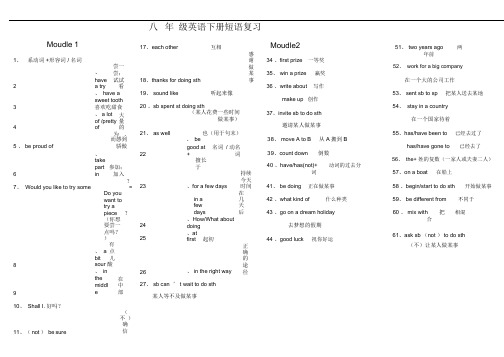 (完整版)新外研版八年级下册英语短语知识点总结(可编辑修改word版)