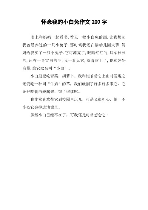 怀念我的小白兔作文200字