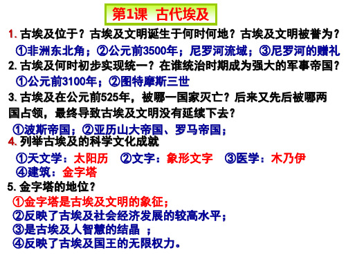 部编版九年级上册历史堂堂清 (全册)