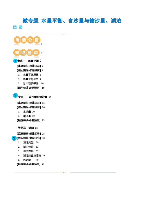 专题04 微专题 水量平衡、含沙量与输沙量、湖泊(讲义)(解析版)